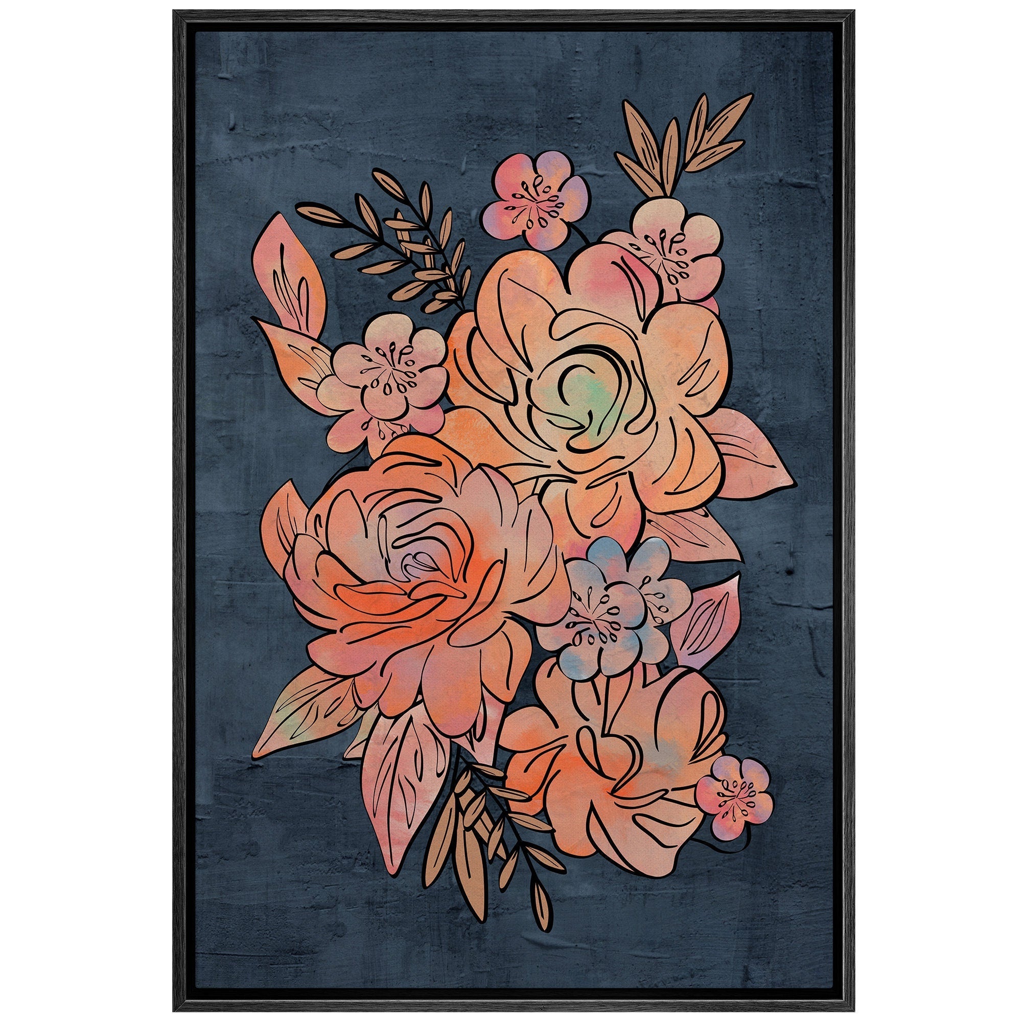 Framed Canvas Print Wall Art Abstract Floral Botanical Illustration Modern Boho Art Minimalist Decor