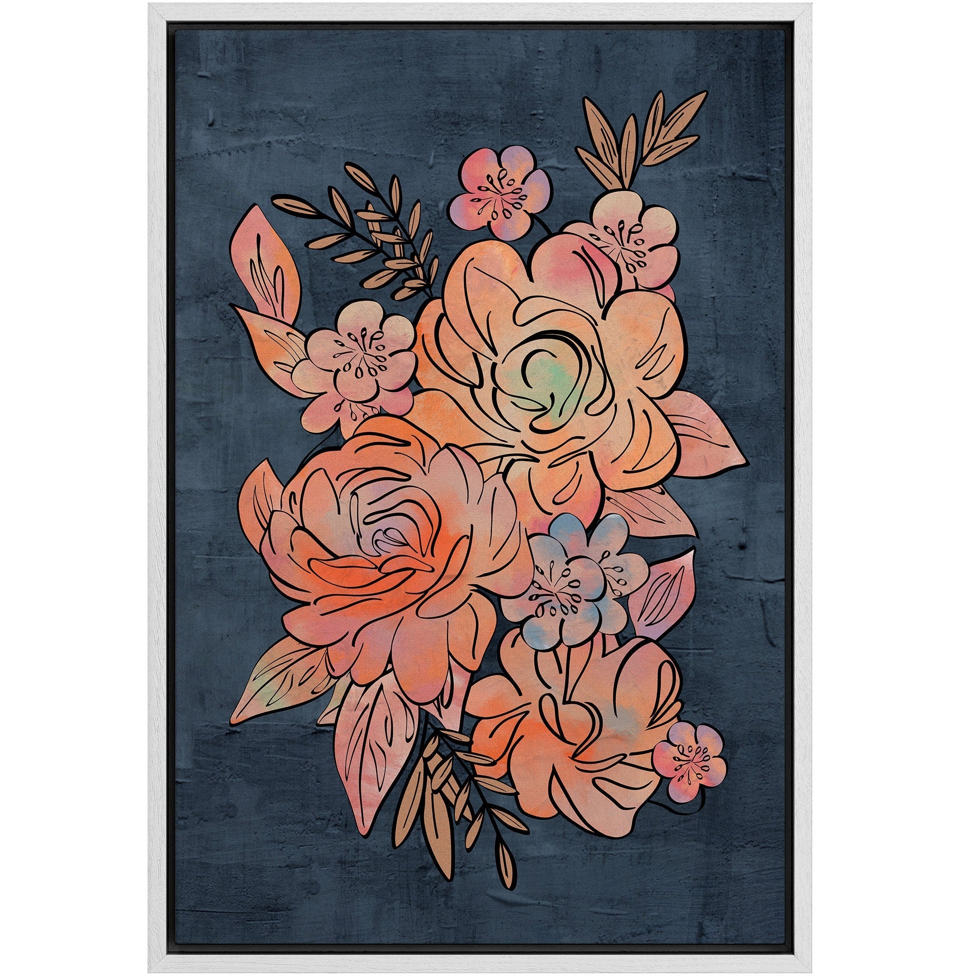 Framed Canvas Print Wall Art Abstract Floral Botanical Illustration Modern Boho Art Minimalist Decor