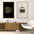 Framed Canvas Wall Art Set of 2 Black and White Grunge Abstract Print Minimalist Modern Wall Art Neutral Decor