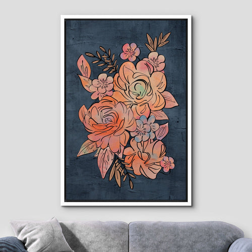 Framed Canvas Print Wall Art Abstract Floral Botanical Illustration Modern Boho Art Minimalist Decor