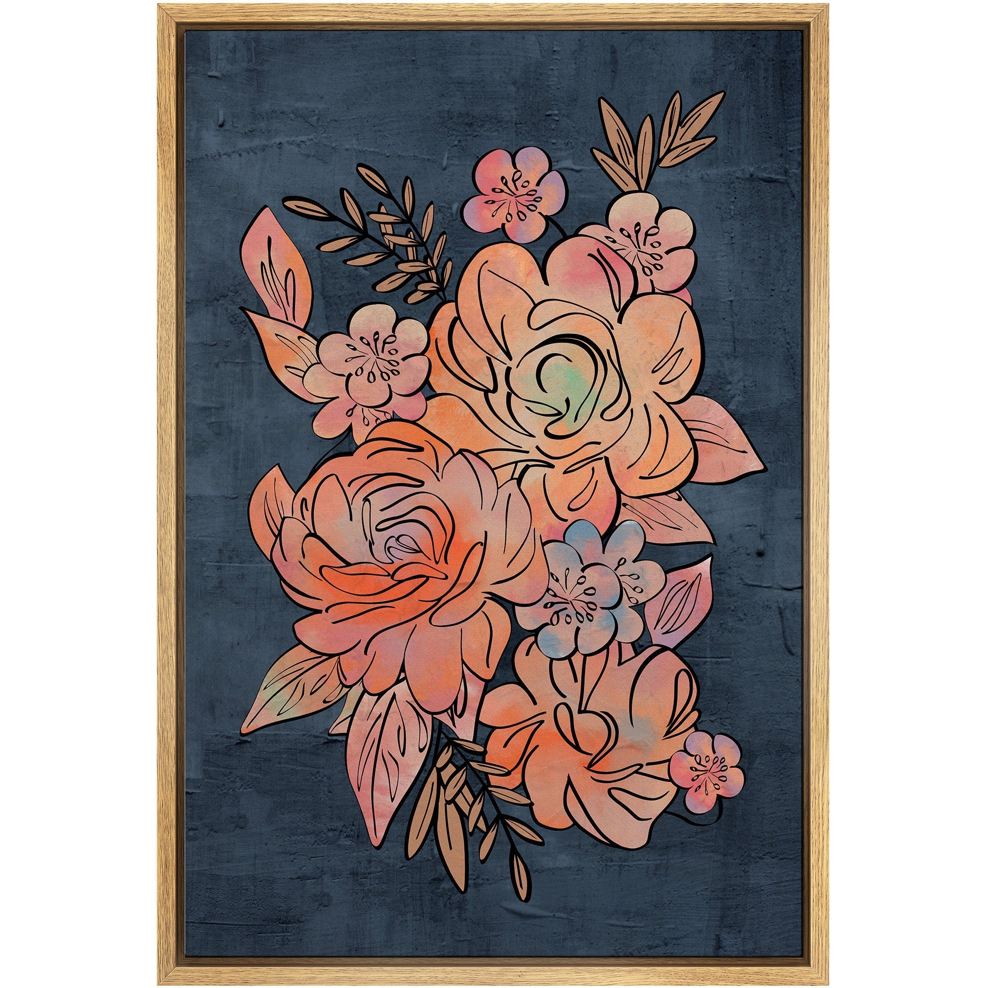 Framed Canvas Print Wall Art Abstract Floral Botanical Illustration Modern Boho Art Minimalist Decor