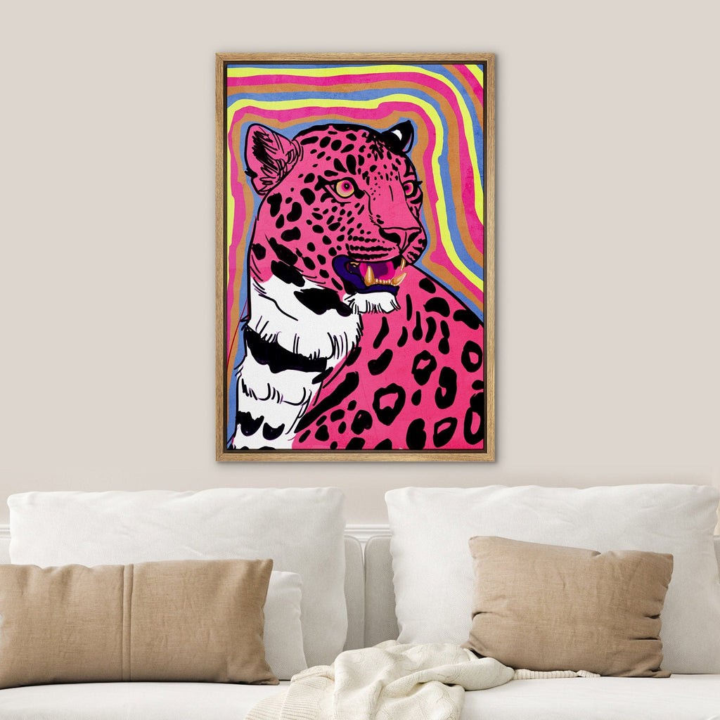 Framed Canvas Print Wall Art Set Cheetah Cats Animal Modern Boho Art Preppy Room Decor