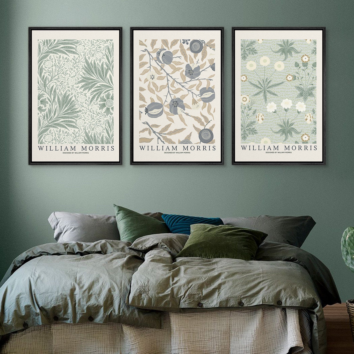Framed Canvas Print Wall Art Set Flowers by William Morris Floral Botanical Modern Art Vintage Farmhouse Decor