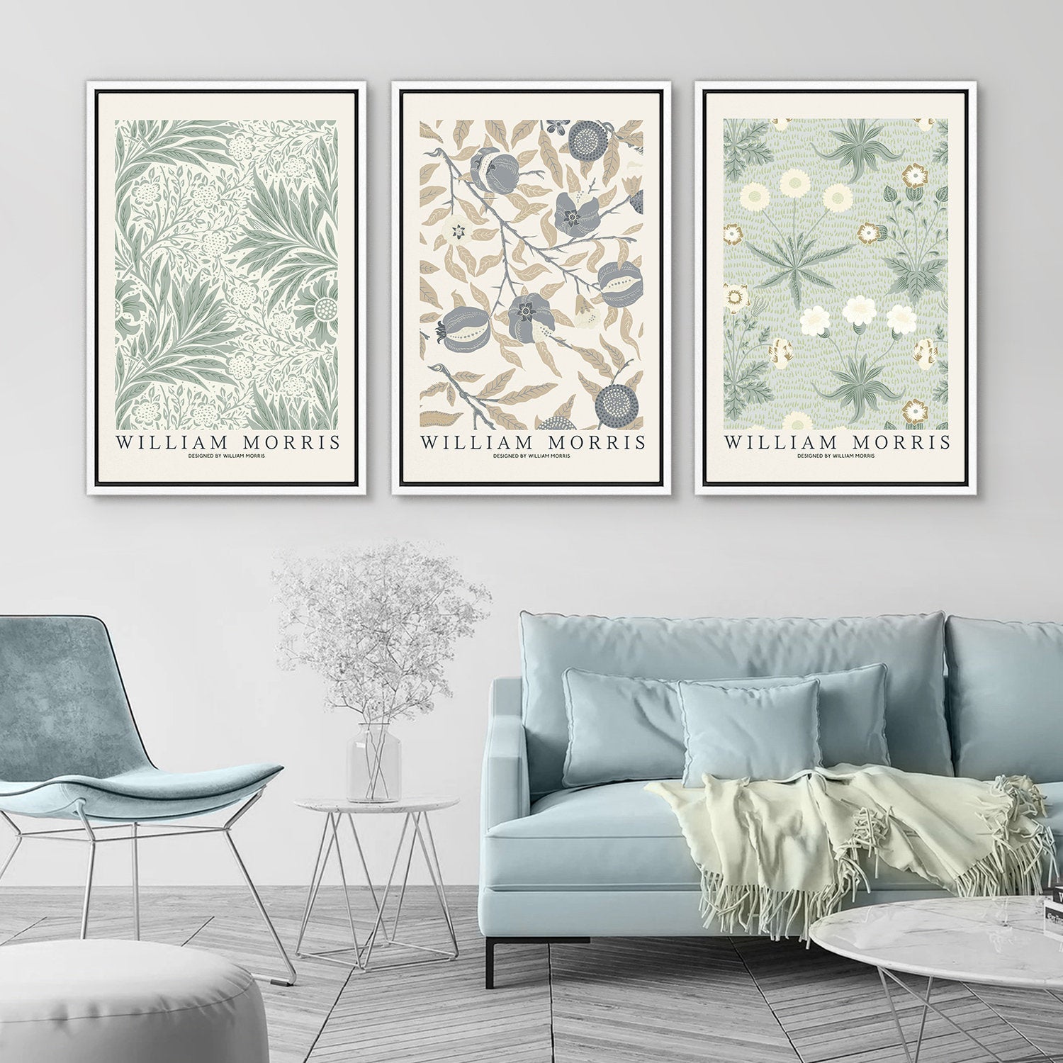 Framed Canvas Print Wall Art Set Flowers by William Morris Floral Botanical Modern Art Vintage Farmhouse Decor