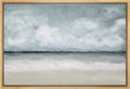 Framed Canvas Print Wall Art Coastal Beach Ocean Oil Painting Print Minimalist Modern Art Decor for Living Room